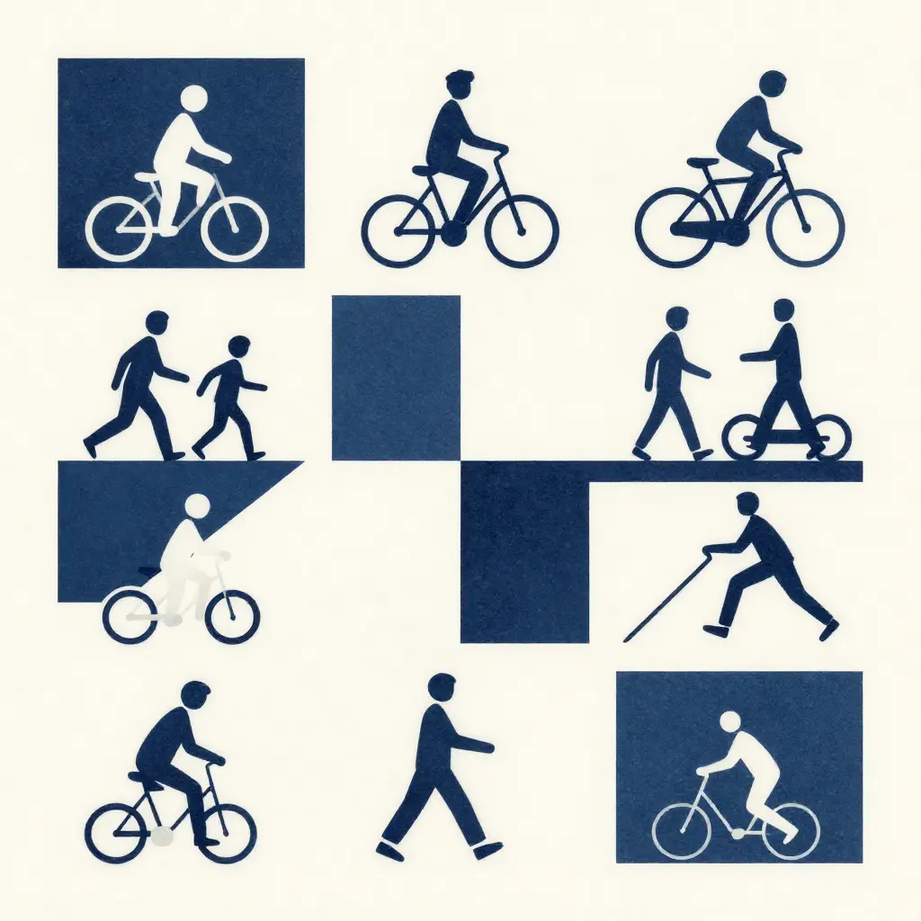 Abstract illustration with geometric shapes representing structured daily movement patterns